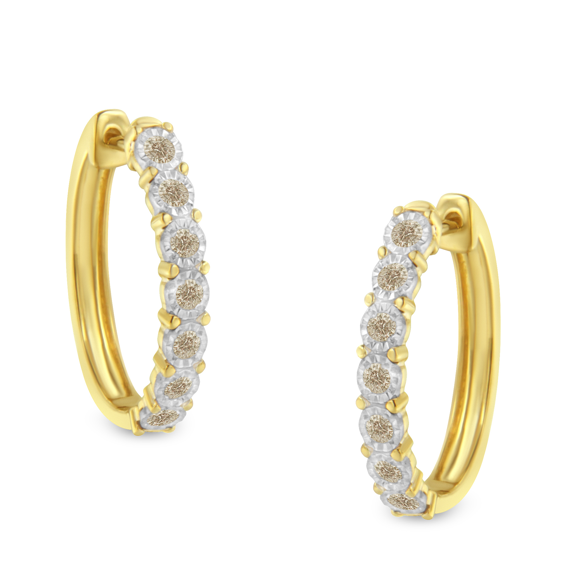 10kt Two-Toned Gold Diamond Hoop Earring 12 Cttw J-K Color I2-I3 Clarity 1990$